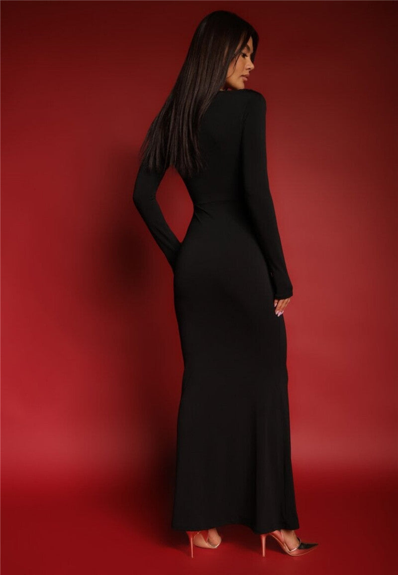 Yvonne Two Butterfly Long Sleeve Sexy Maxi Dress