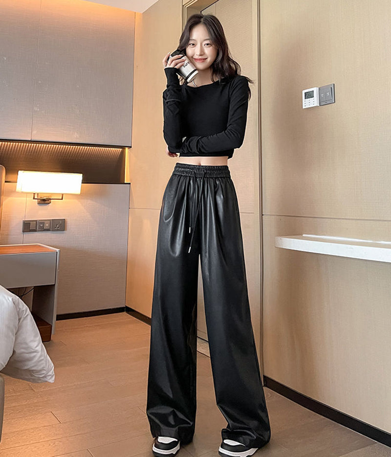 Nancy Hip Hop Women Black Pu Pants