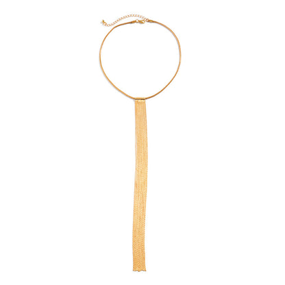 Mary Long Tassel Snake Link Pendant Choker Necklace