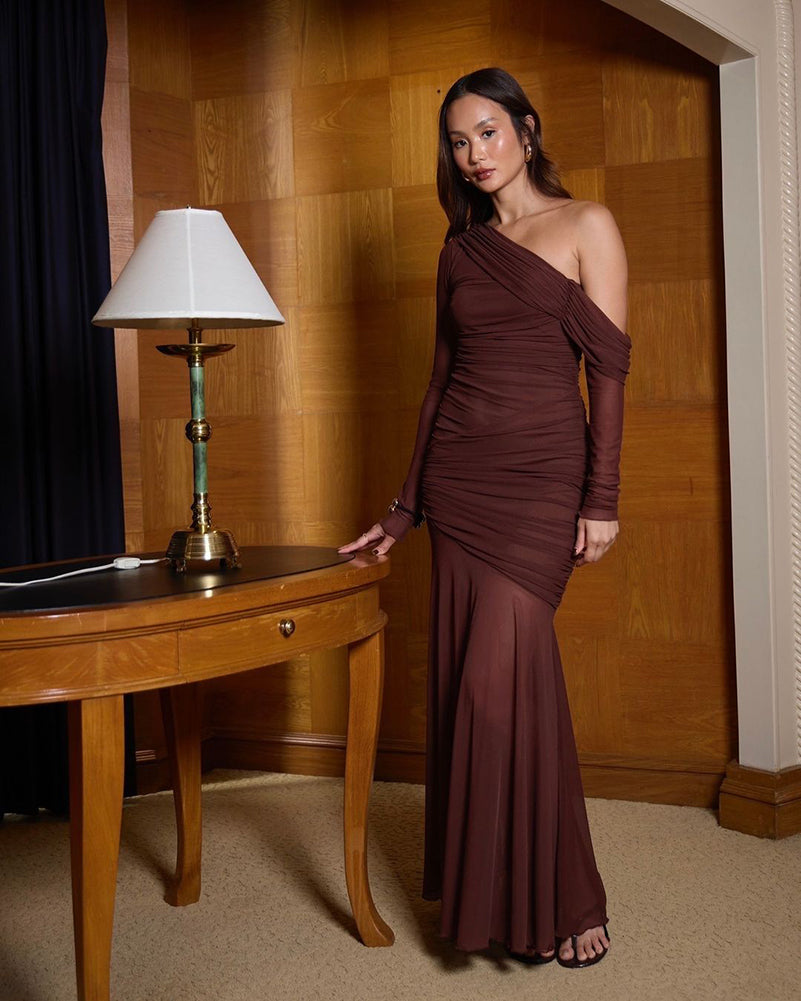 Paula Shoulder Long Sleeve Sexy Maxi Dress