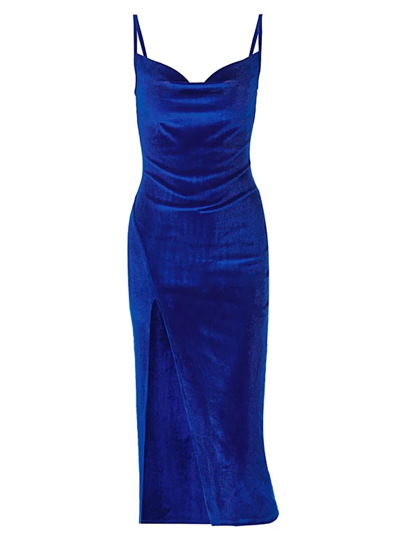 Faith Evening Gown Velvet Midi Bodycon Dress