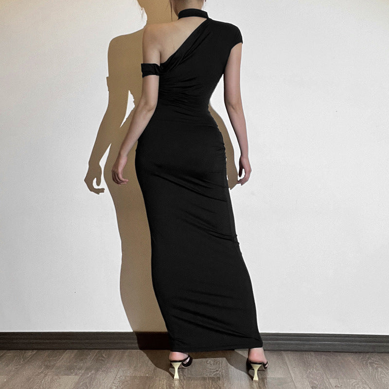 Judith Off Shoulder Elegant Slope O Neck Maxi Dress