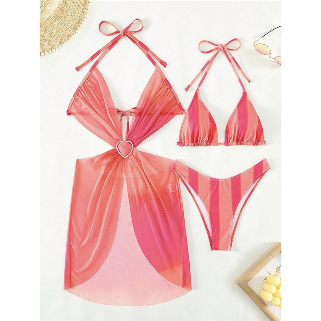 Erin Sexy With Dress Tie Dye Striped Bikini