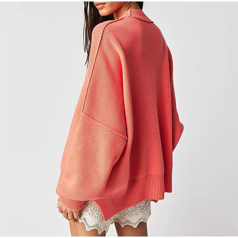 Pat Oversized Slit Knit Women Sweater
