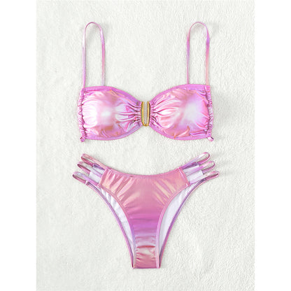 Sophie Pu Faux Leather U Neck Brazilian Bikini