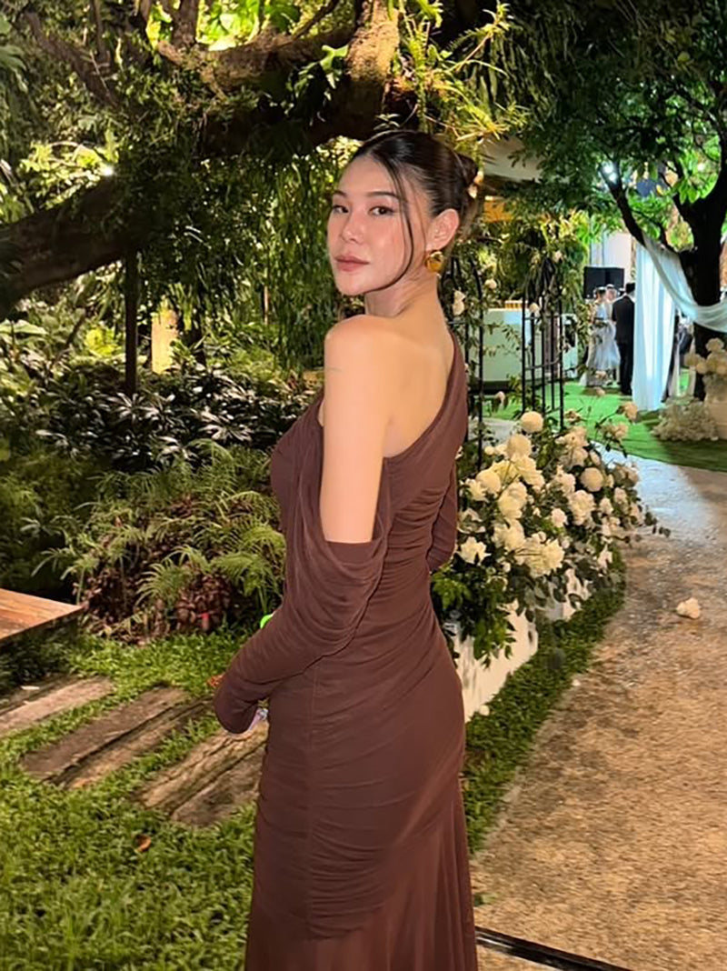 Paula Shoulder Long Sleeve Sexy Maxi Dress