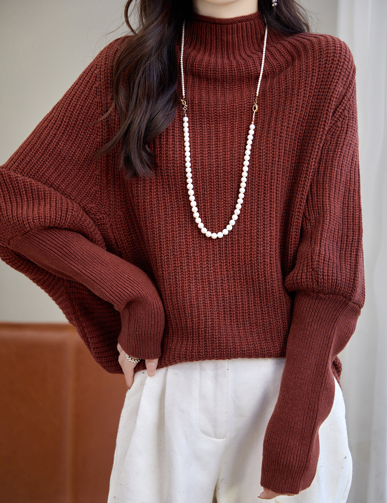 Grace Woman Oversized Mock Neck Sweater