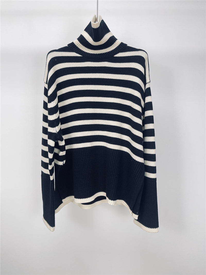 Jennifer Woman Loose Striped Turtle Neck Sweater