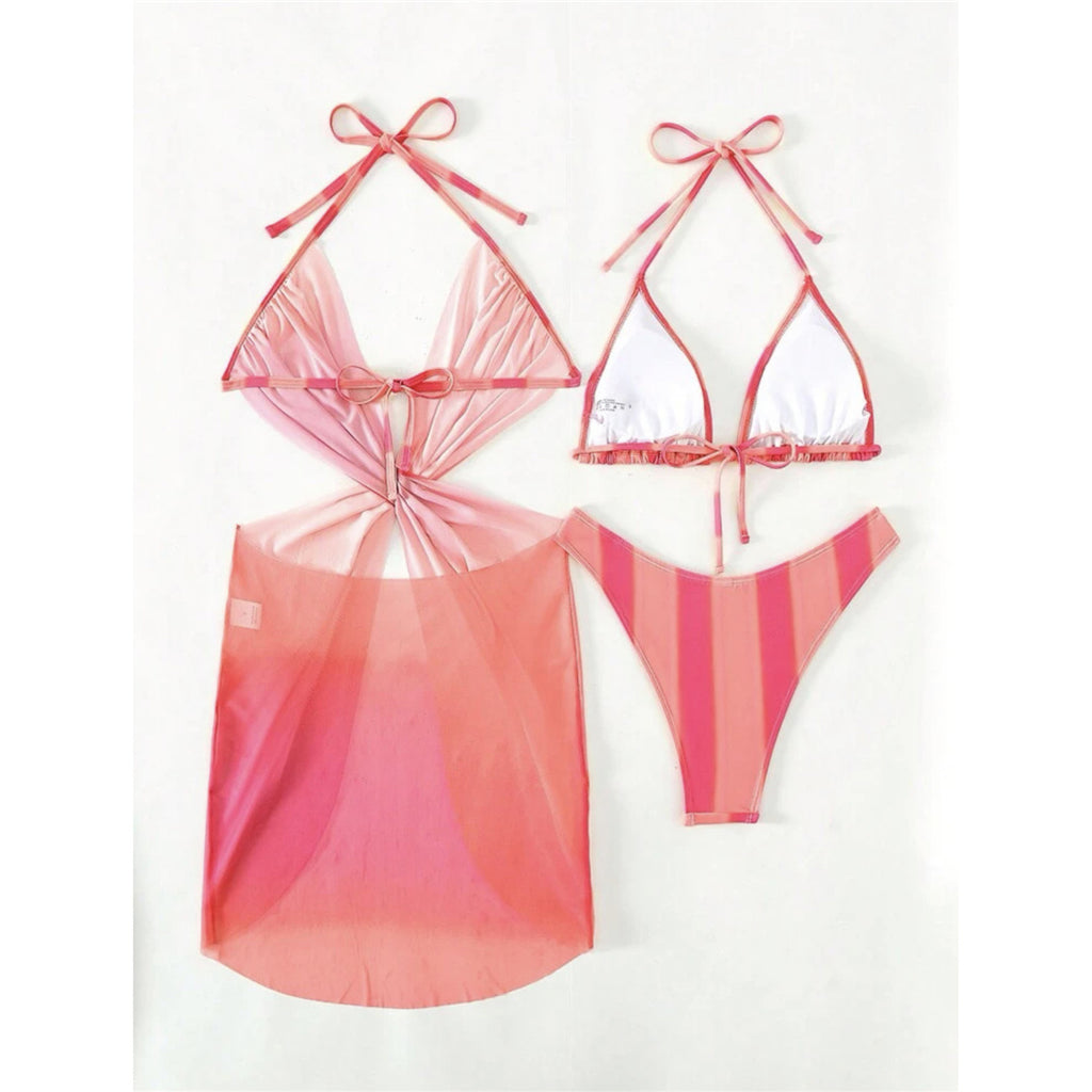 Erin Sexy With Dress Tie Dye Striped Bikini