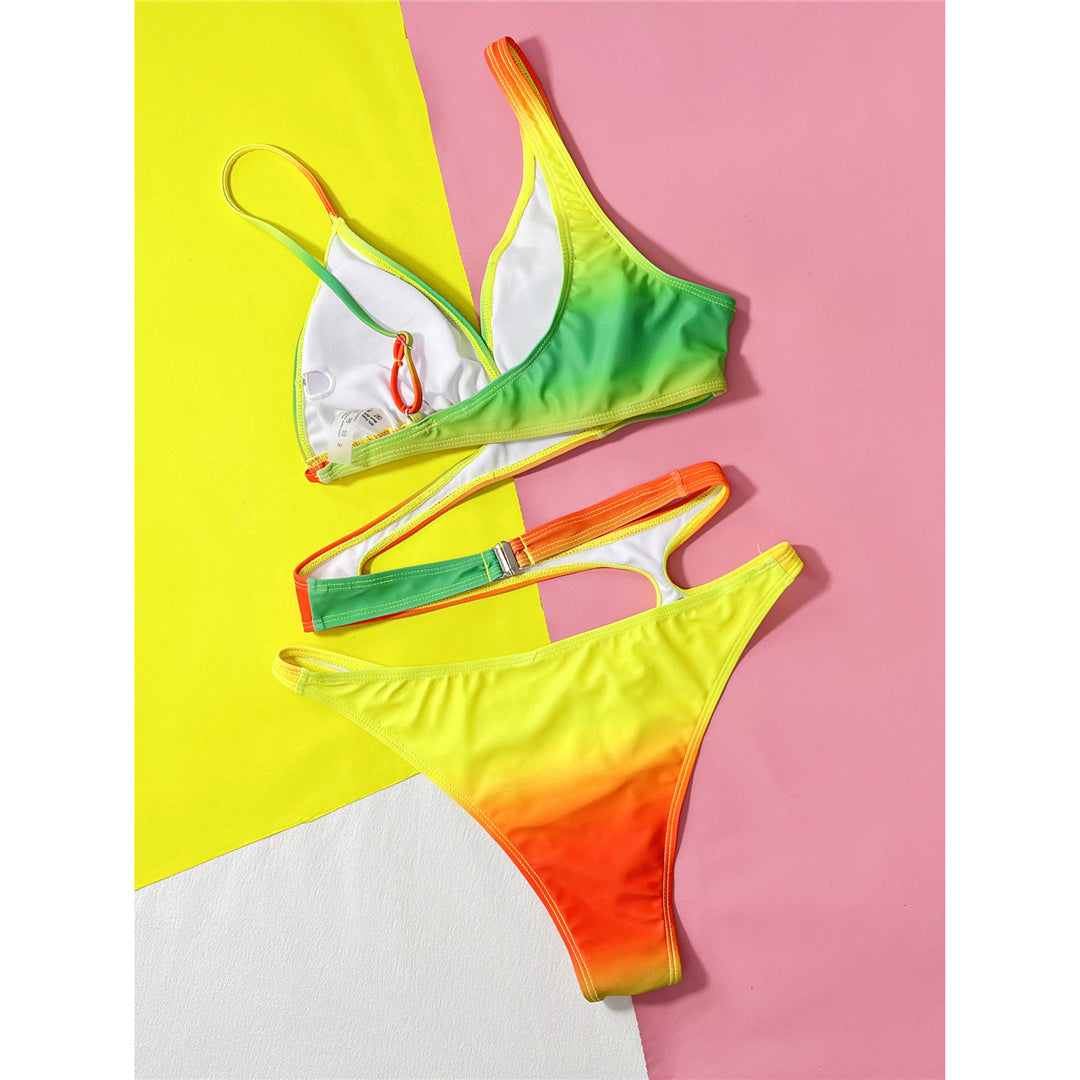 Tanya Asymmetric Gradient Tummy Cut Out Monokini