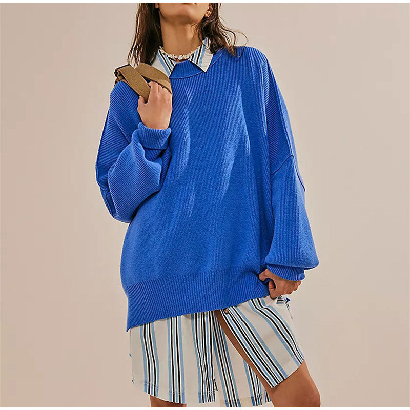 Pat Oversized Slit Knit Women Sweater
