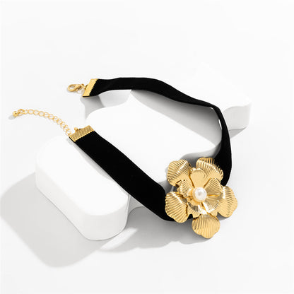 Vanessa Velvet Rose Flower Choker Necklace