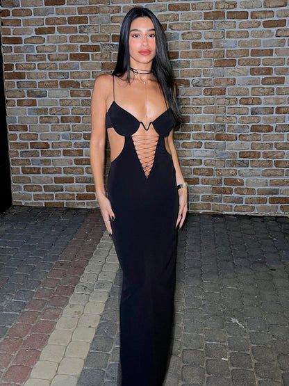 Gloria Hollow Out Backless Sexy Maxi Dress