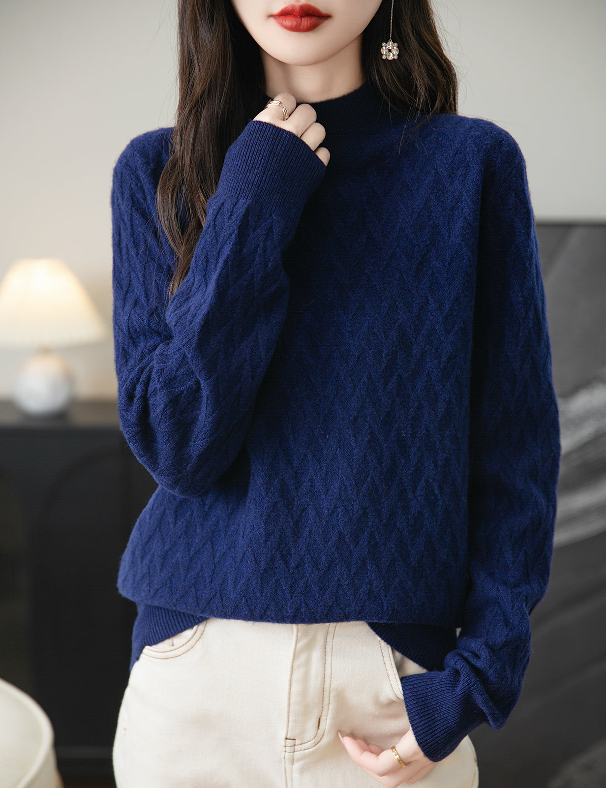 Holly Woman Mock Neck Long Sleeve Sweater