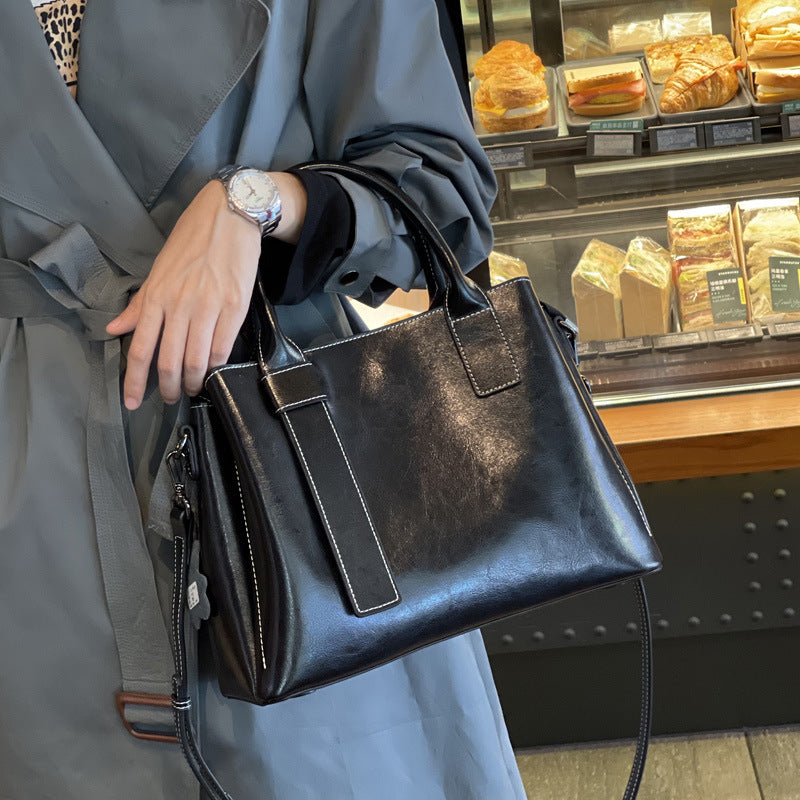 Polly Genuine Leather Large Capacity Tote Handbag