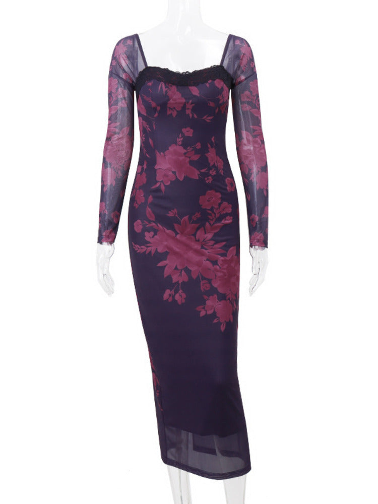 Marie Backless Print Maxi Dress