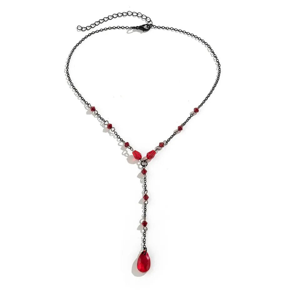 Ellen Drop Crystal Chest Chain Necklace