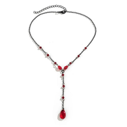 Ellen Drop Crystal Chest Chain Necklace