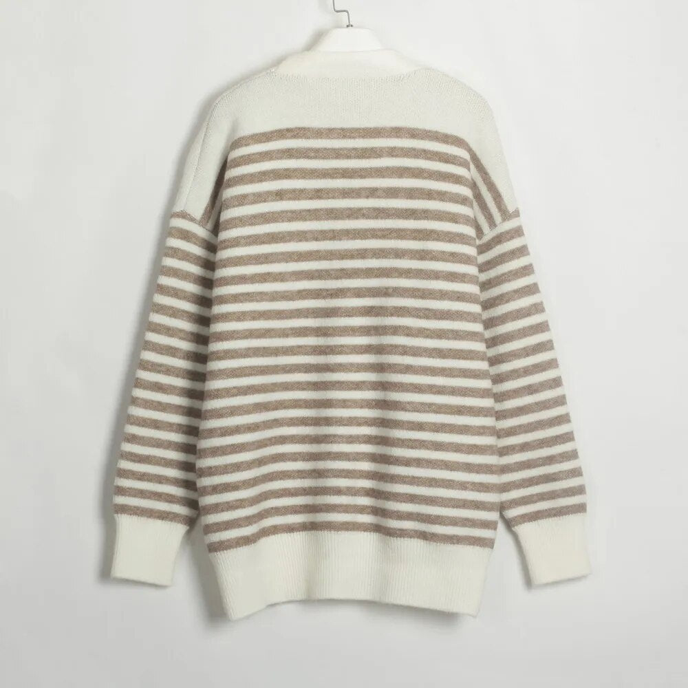 Pamela Cosy Fashion All-match Patchwork Style Women Sweater