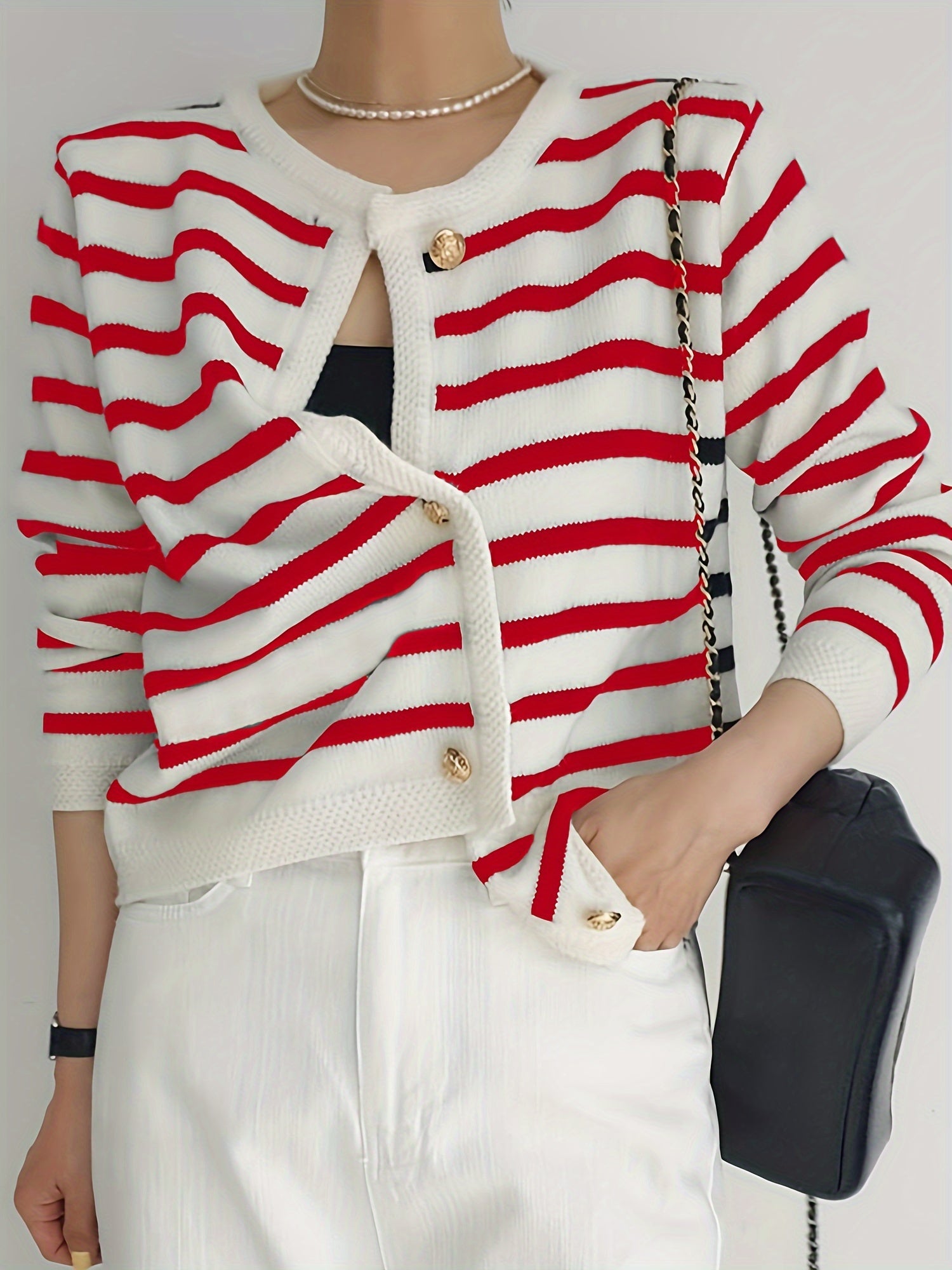 Janet Woman Striped Soft Long Sleeve Sweater