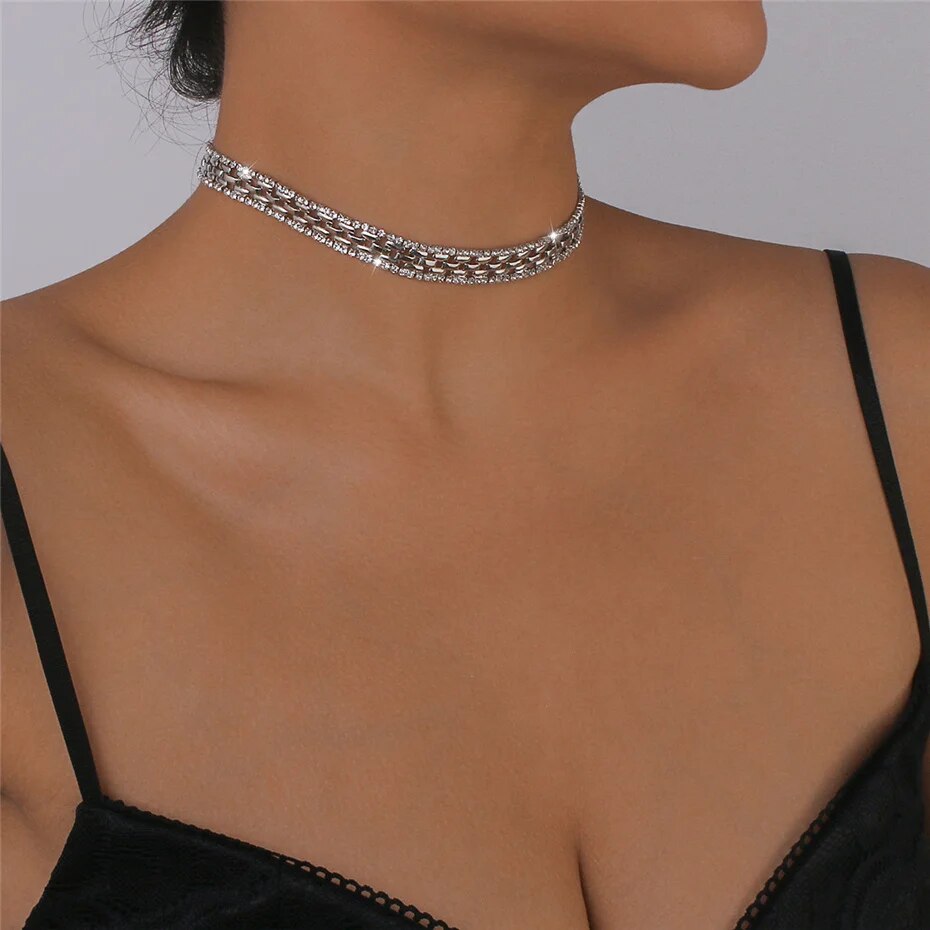 Pamela Geometric Rhinestones Square Chain Necklace