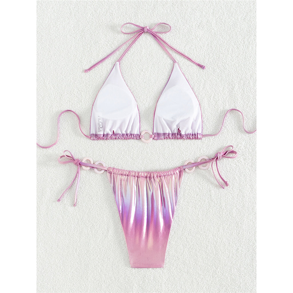 Molly PU Faux Leather Halter Strappy Bikini