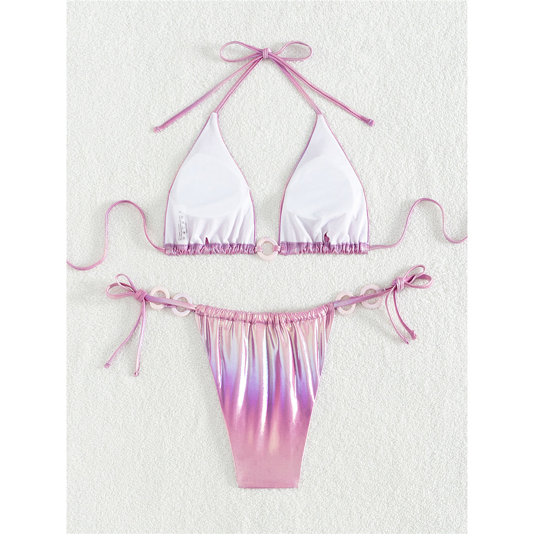 Molly PU Faux Leather Halter Strappy Bikini