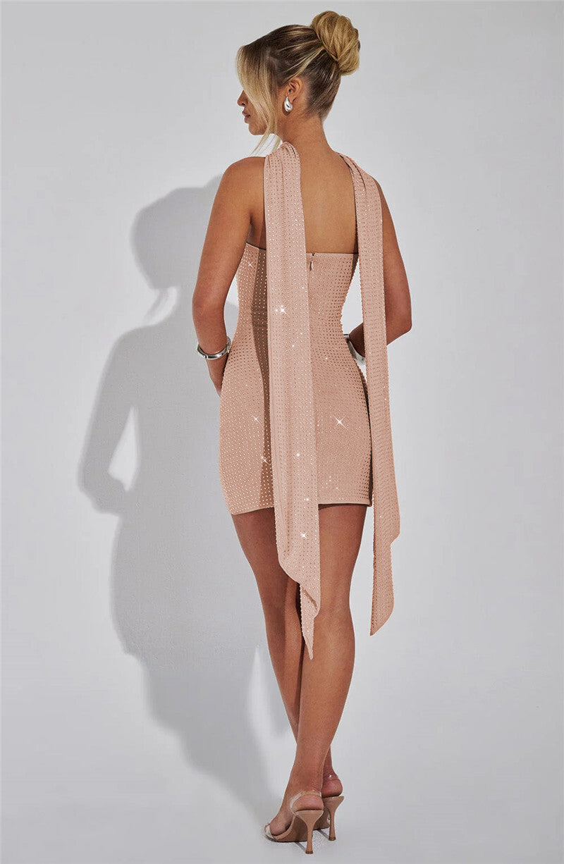 Bertha Sequins Backless Sexy Mini Dress