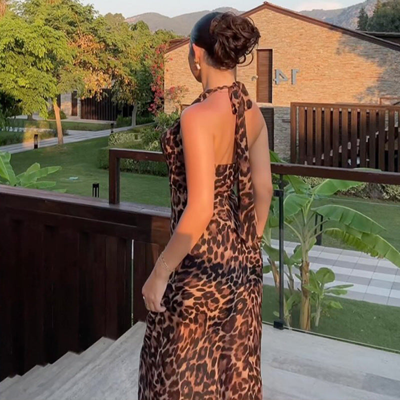 Vanessa Leopard Print Sexy Maxi Dress