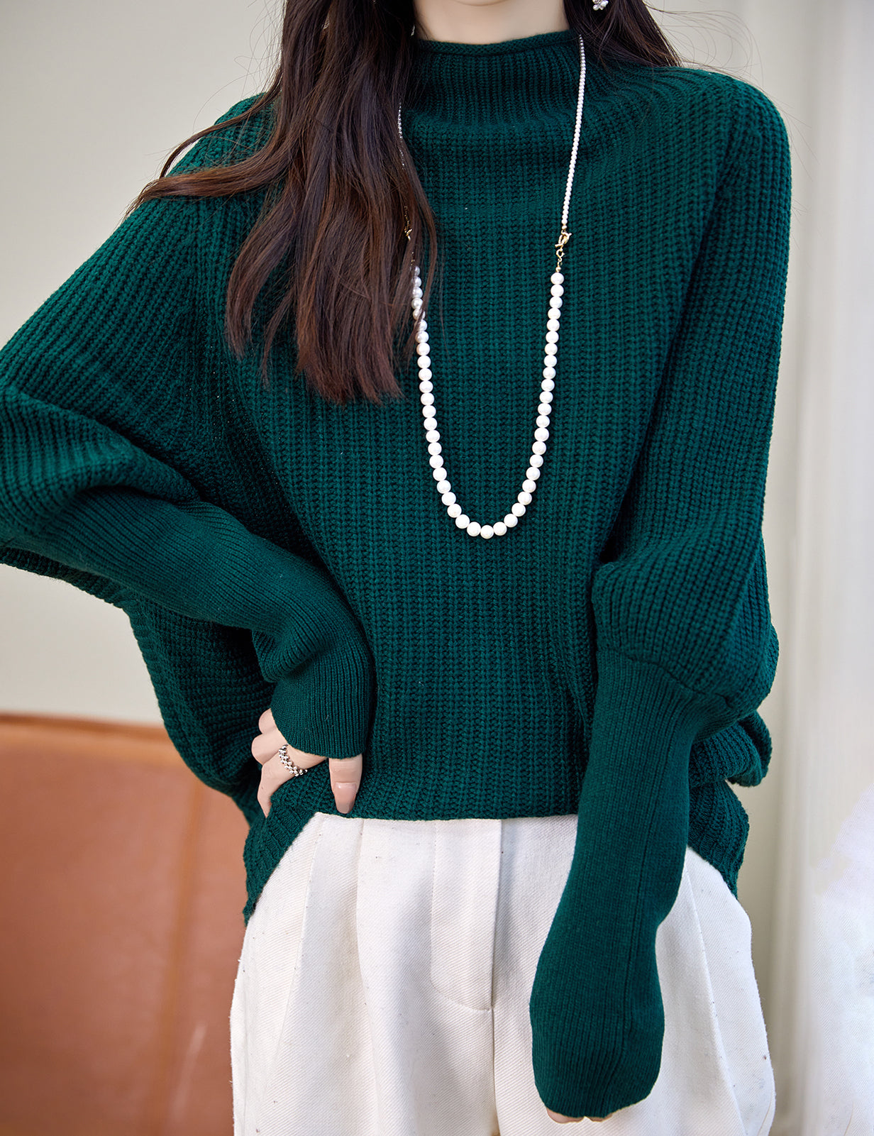 Grace Woman Oversized Mock Neck Sweater