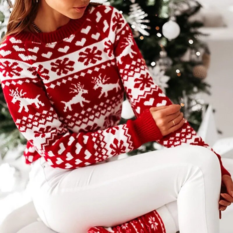Rose Knit Long Sleeve Women Sweater