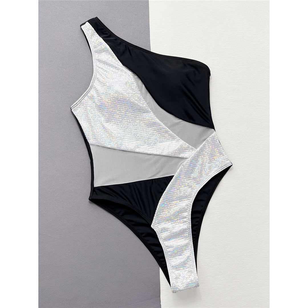 Joanna One Shoulder Shiny Sequins Monokini