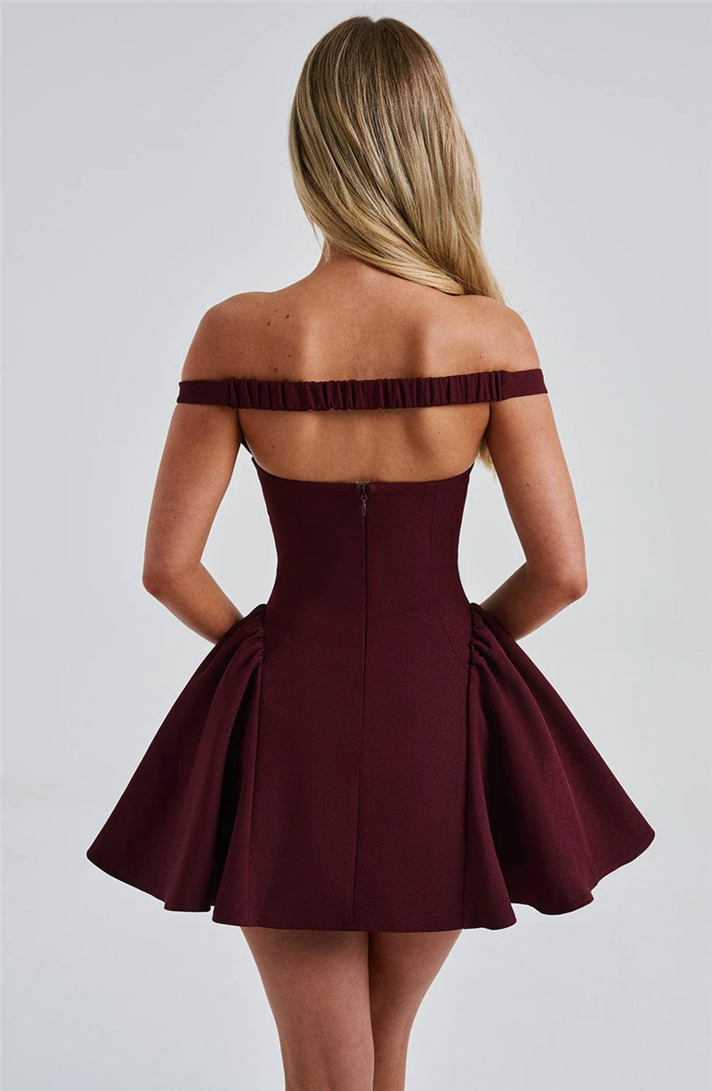 Janice Off-shoulder Backless Sexy Mini Dress