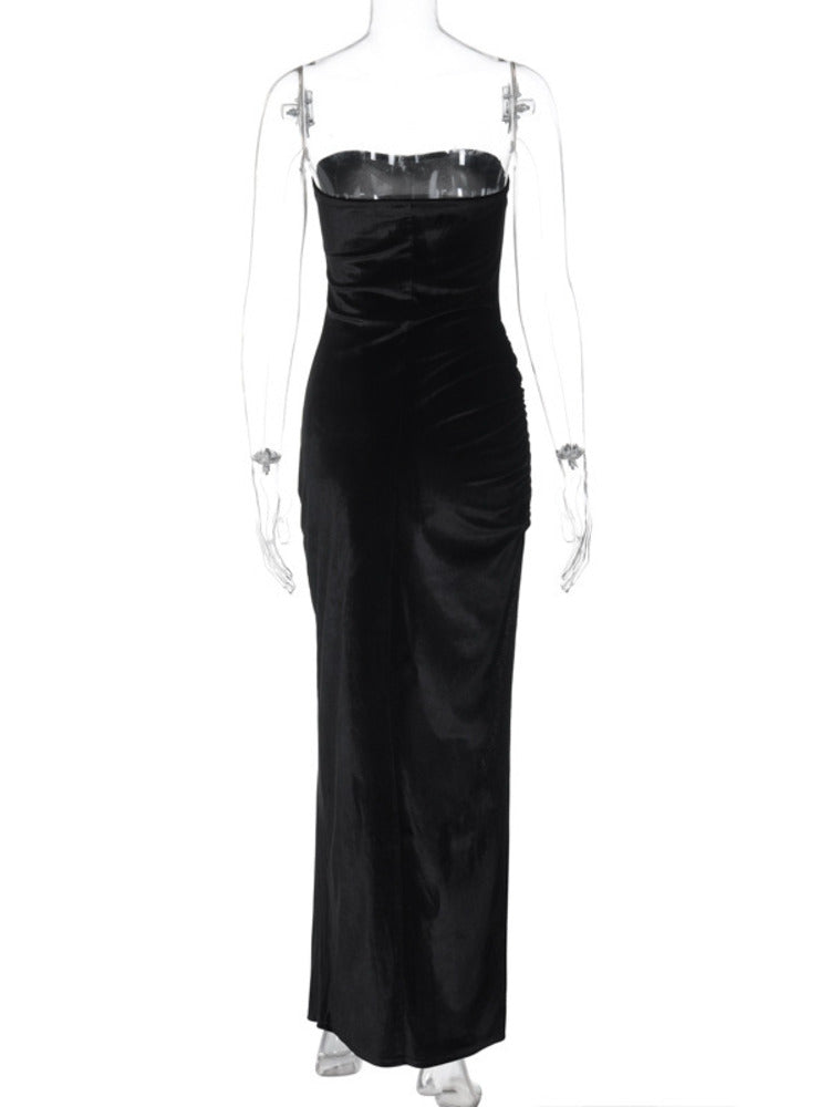 Shirley Strapless Thigh High Split Maxi Dress