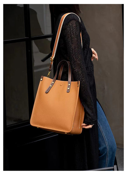 Jane Genuine Leather Vertical Tote Handbag