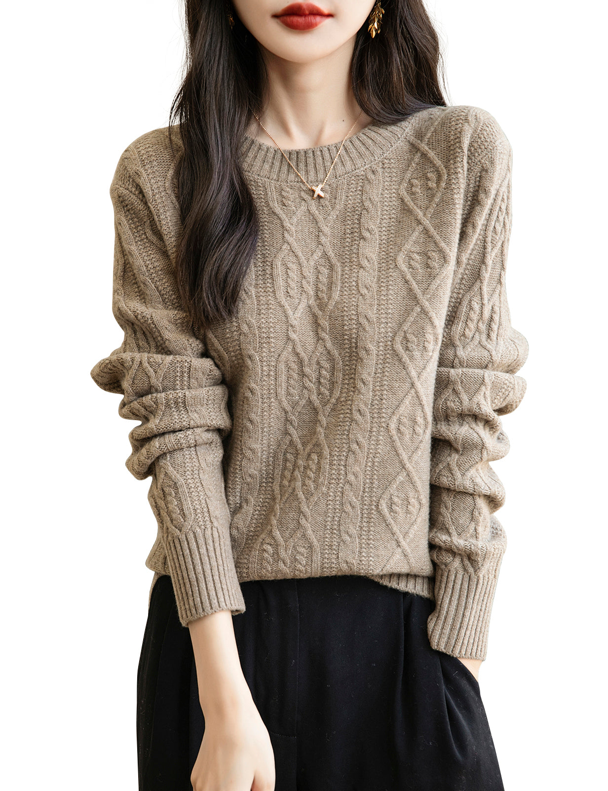 Candice Woman Vintage Soft Long Sleeve Knitted Sweater