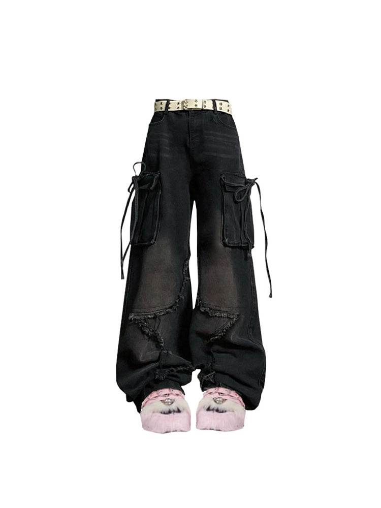 Rachel High Waist Woman Cargo Jeans