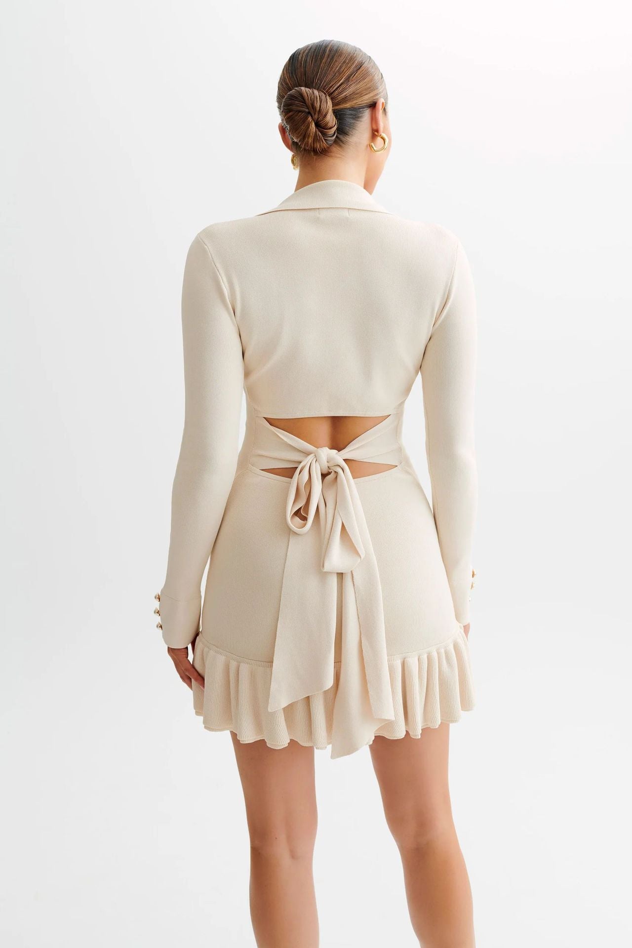 Mary Ruffled Bow Knit Mini Dress