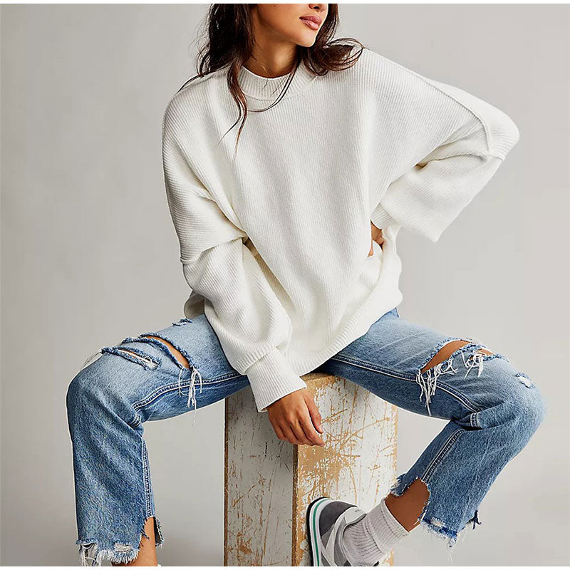 Pat Oversized Slit Knit Women Sweater