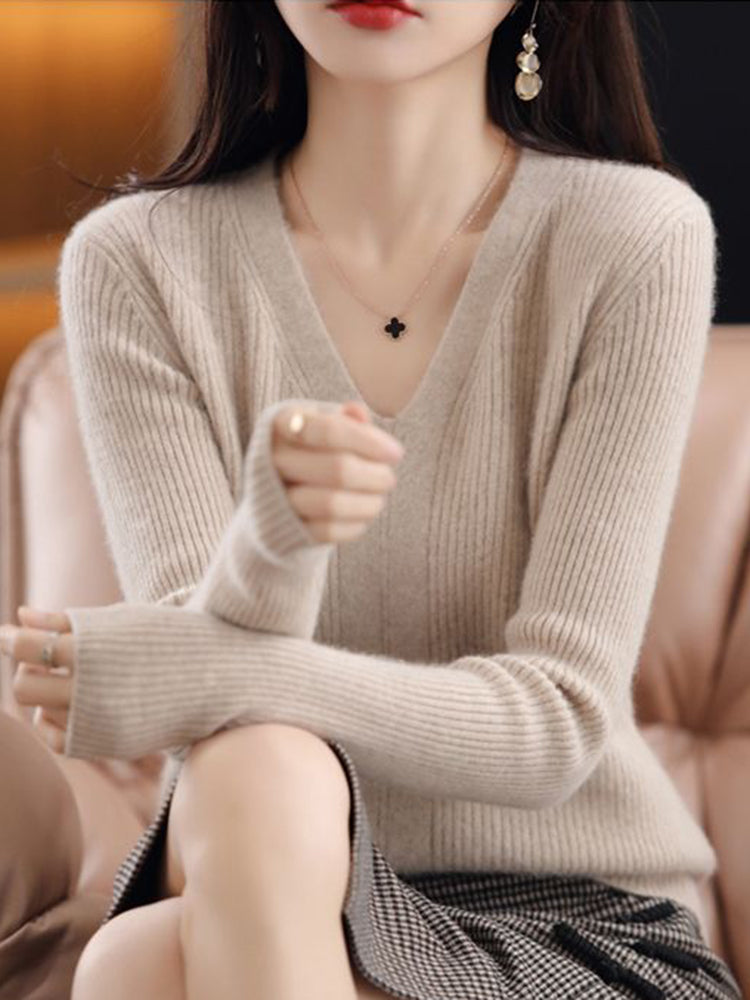 Margie Wool V-neck Woman Sweater