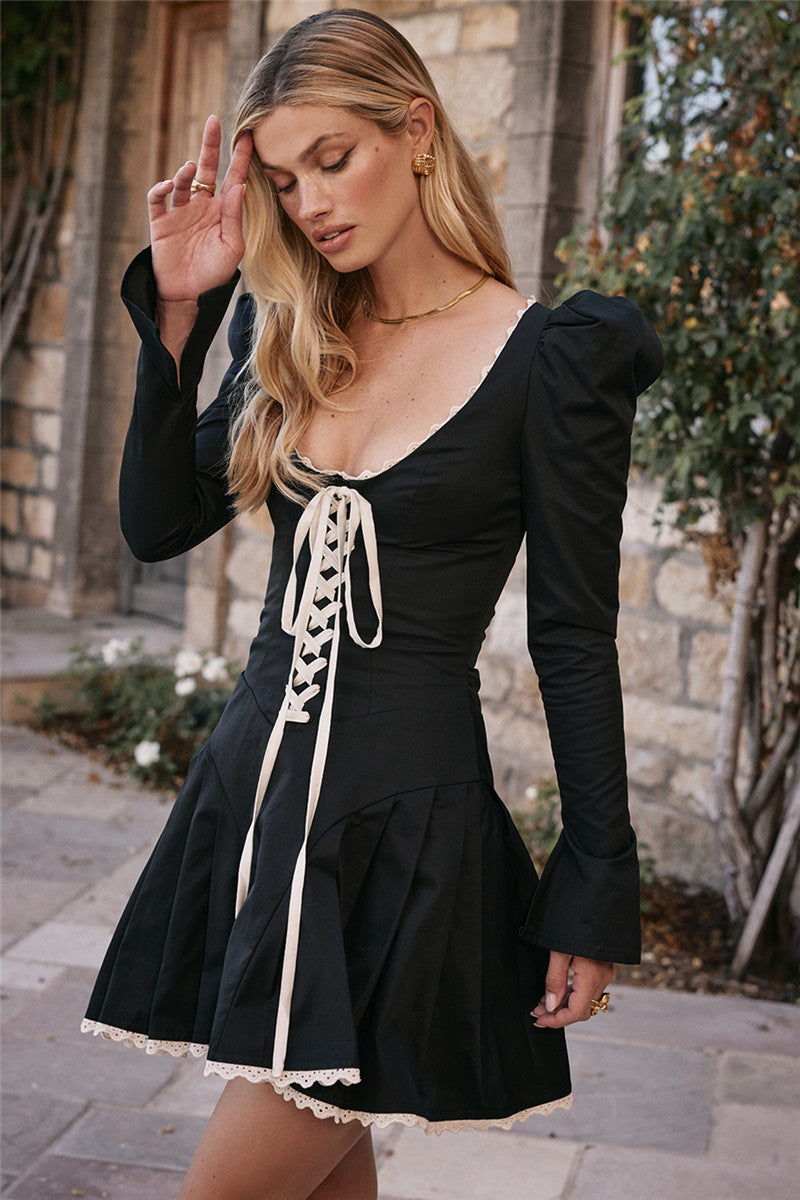 Patricia Lace Bandage Puff Sleeve Mini Dress