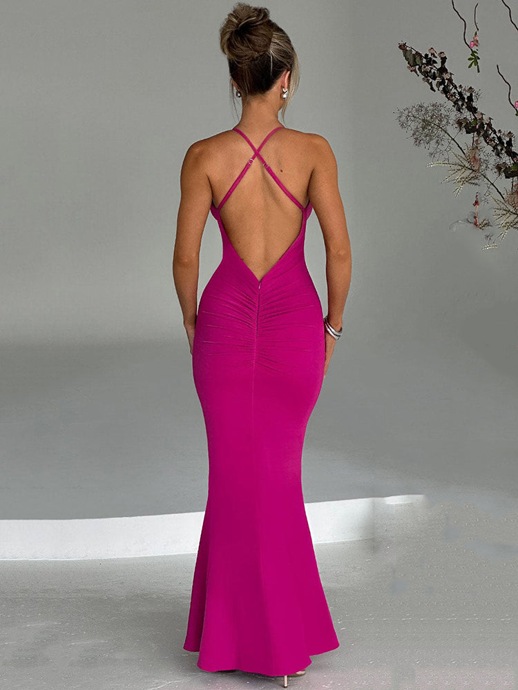 Renee Flower Deep V Neck Sexy Maxi Dress