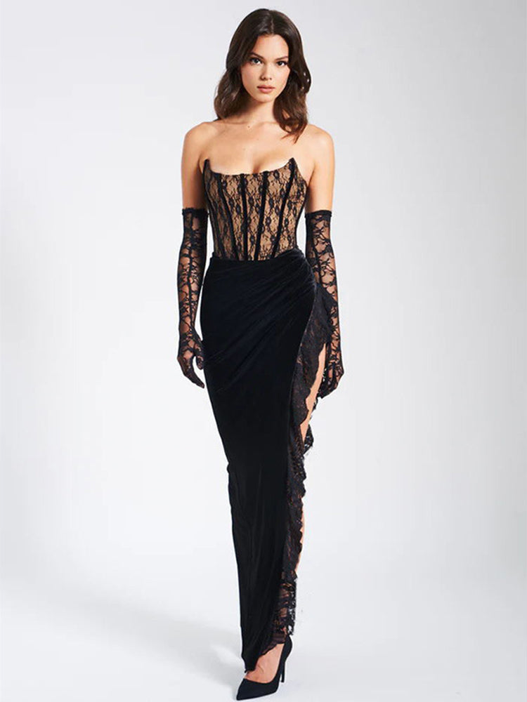 Kelly Lace Strapless Maxi Dress