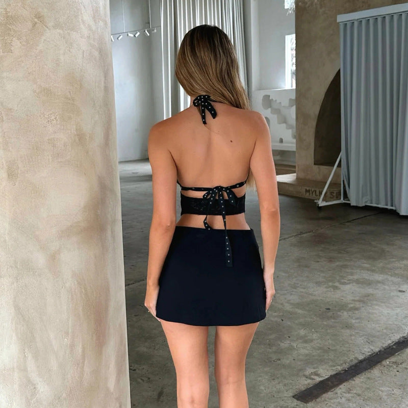 Marie Backless Halter Mini Dress