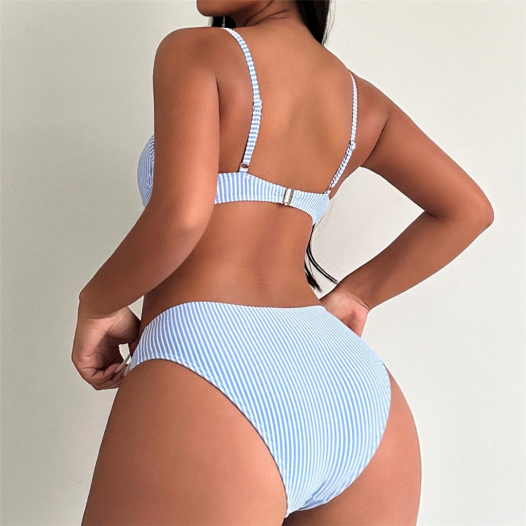 Pamela Striped With Bra Cup Brazilian Bikini