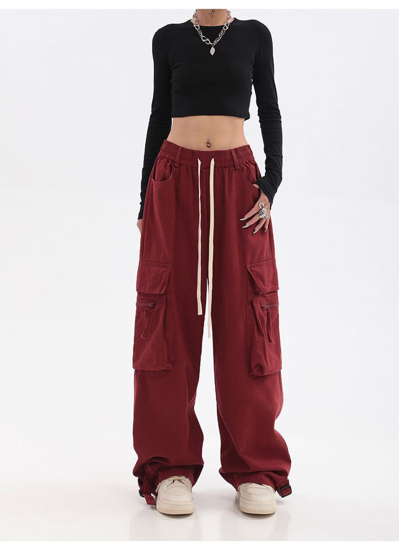 Priscilla American Retro Red Hip Hop Cargo Pants