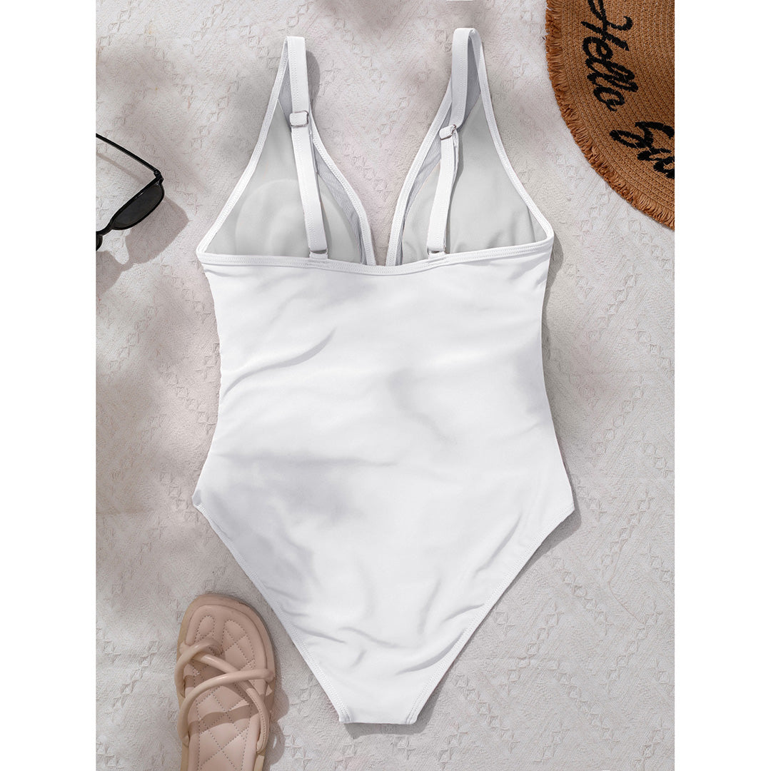 Fiona Mesh Sheer V Neck Leopard Printed Monokini