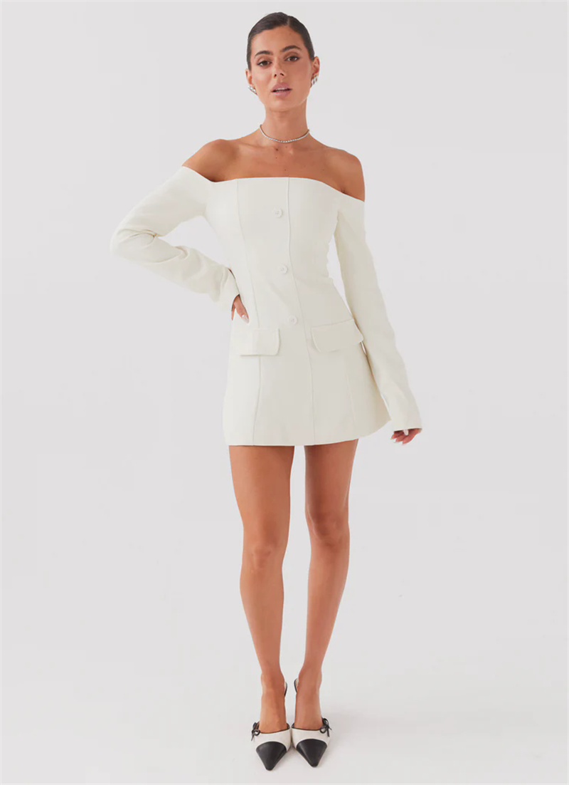 Evelyn Strapless Long Sleeve Sexy Mini Blazer Dress