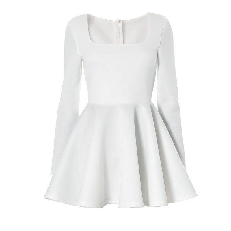 Juliet Square Collar Long Sleeve Sexy Mini Dress