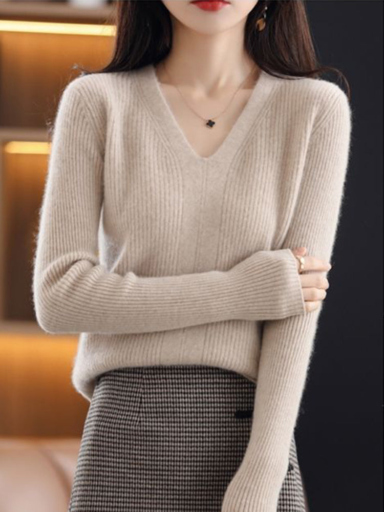 Margie Wool V-neck Woman Sweater